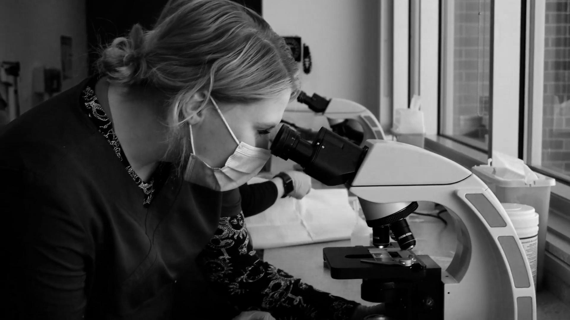 Medical Assistant using a microscope